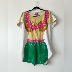 Vintage beach Hawaiian hula girl cover up tshirt. Cotton. One size.